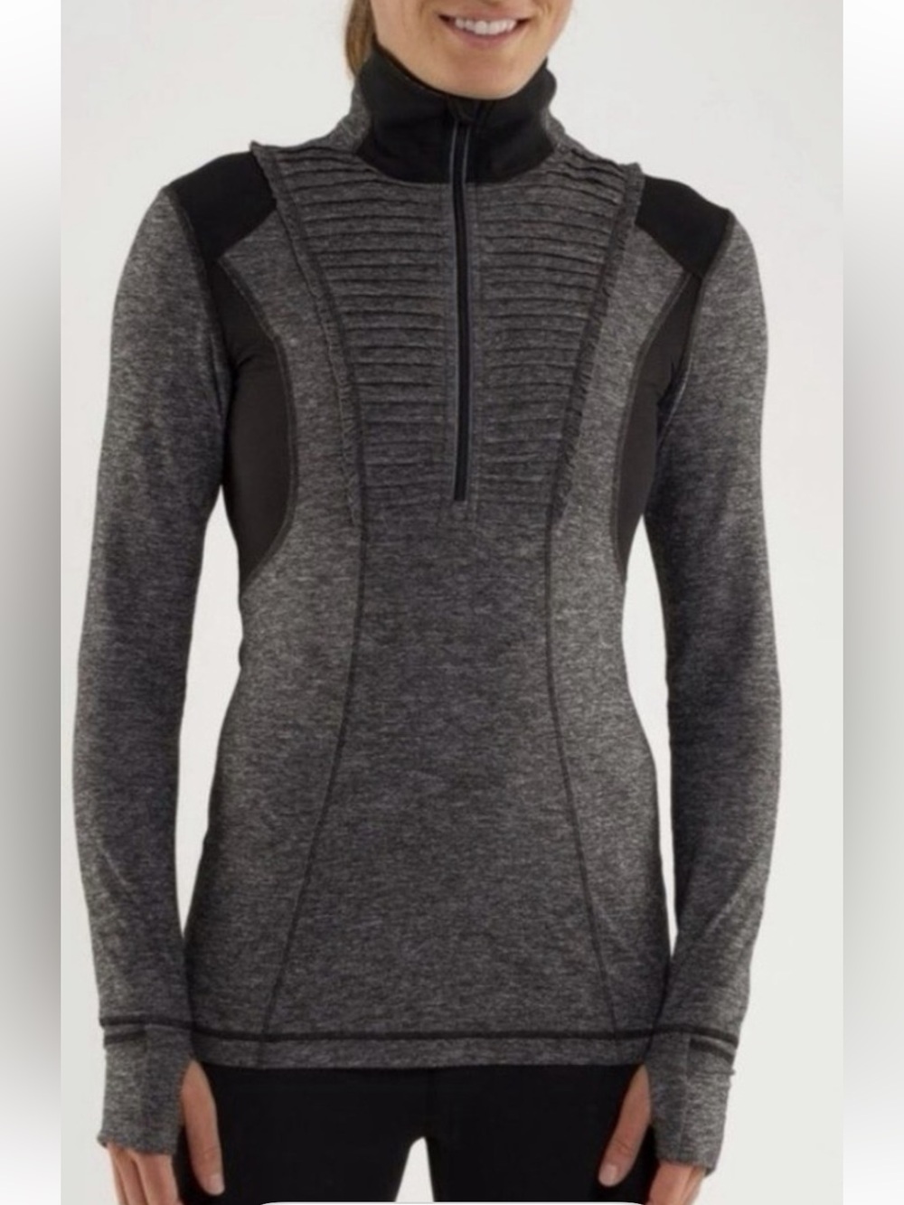 Lululemon Run Your Heart Out Pullover Heathered Gray and Black Active Jacket